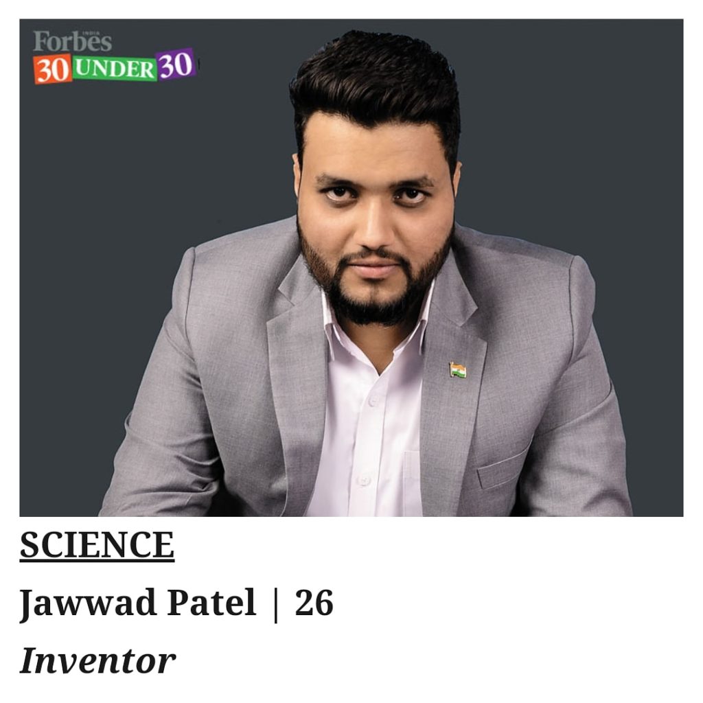 Jawwad Patel - Forbes 30 under 30, 2020 special mention in science